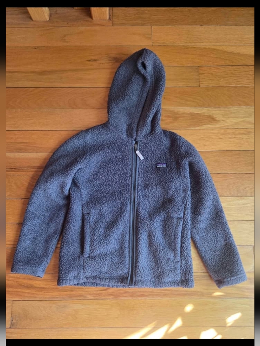 Patagonia Kids Gray Hooded  Fleece Jacket Size Med(10)